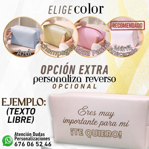 Variante de Lidia Pasalodos neceser personalizado mujer rosa pastel 18×10×7 cm