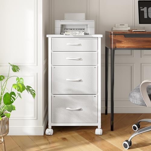 Image of DurayLoly 4-Drawer Rolling File Cabinet Fits A4 Letter Size For Home Office