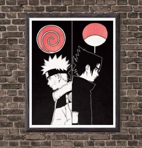 Digital Anime Ninja Uchiha Sasuke Fabric Canvas Art Print for Living Room Decoration,8 x 10 Inches,No Frame