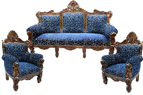 Image of Luxury Wooden Teakwwood Five Seater Sofa Set for Living Room (Honey Brown) Solid Wood Outdoor Chair 5 Seater Sofa | (23)
