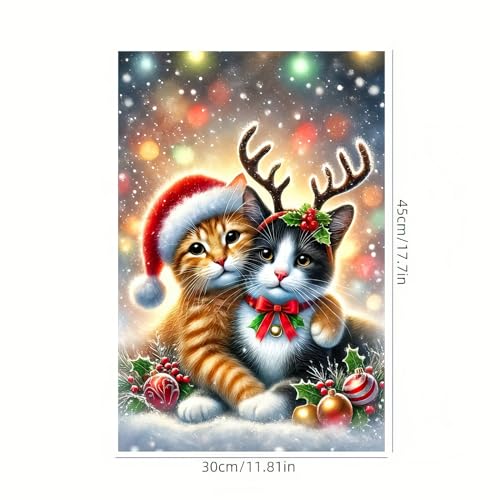 Image of BlissYard Christmas Cat Garden Flag 12x18 Inch Polyester
