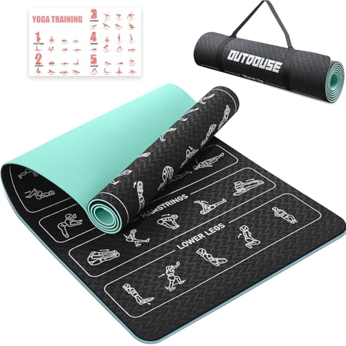 Esterilla de yoga, 70 posturas de yoga impresas, material TPE antideslizante, esterilla de gimnasia con correa de almacenamiento, esterilla de yoga para mujeres y hombres