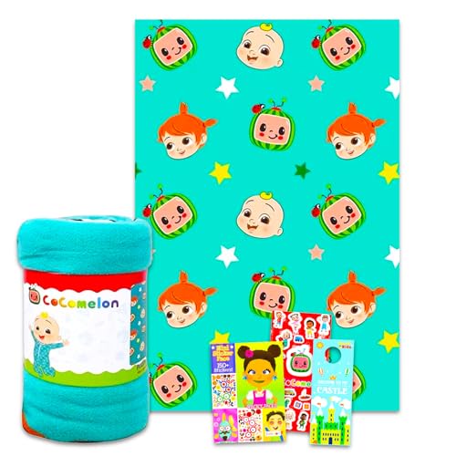 Cocomelon Fleece Blanket Set - Bundle with Soft Toddler Blanket Plus Stickers More for Kids Boys Girls Children | Cocomelon Fleece Throw 45x60