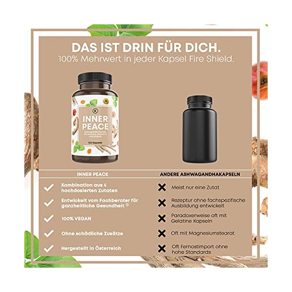 Ashwagandha Kapseln I ABVERKAUF MHD 03/23 I (120 Stück) mit Ashwagandha Extrakt, Kurkuma, Vitamin C und Folsäure I… – Bild 5