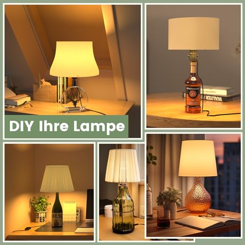 Bonlux Lampenfassung für Flaschen, Lampenfassung Flasche E14 mit Kabel und Schalter, Flaschenadapter Lampe, Flaschenlampenaufsatz, Flaschenlicht, DIY Flaschenlampe Aufsatz für Tischlampe, 2 Stück
