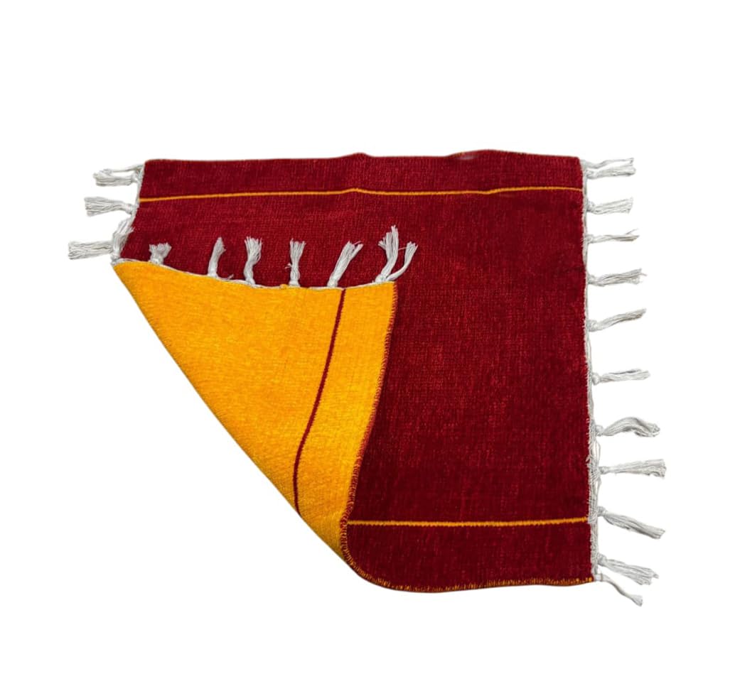 Achleshwar Pure Woolen Dual Color Yellow & Red, Hand-Knitted Reversible Puja Aasan/Mat – 2 in 1 Dual Color Yellow & Red, 21x21 Inch – Ideal for Pooja, Meditation & Rituals-image-8