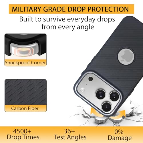 Image of LIRAMARK Rugged Carbon Fibre TPU Armor Silicone Back Cover Case for iPhone 17 Pro