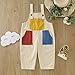 Toddler Boy Girl Jumpsuits Adjustable Straps Fashion Cotton Overalls for Kids Patchwork Bib (Beige, 12-18 Months)