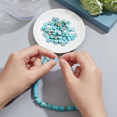 SUNNYCLUE 1 Box 122Pcs Gemstone Heishi Beads Natural Howlite Bead Flat Round Beads 8mm Beaded Disc Stone Loose Spacer Bead for Jewellery Making Beading Kit Turquoise Color Bracelet Necklace Supplies - Image 4
