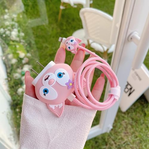 Image of Cartoon 3D Design Protective Case Compatible with Apple 18W - 20W USB-C Power Adapter Charger, Protective Cover for iPhone 18W & 20W Power Adapter Charger with Wire Saver. (Lina)