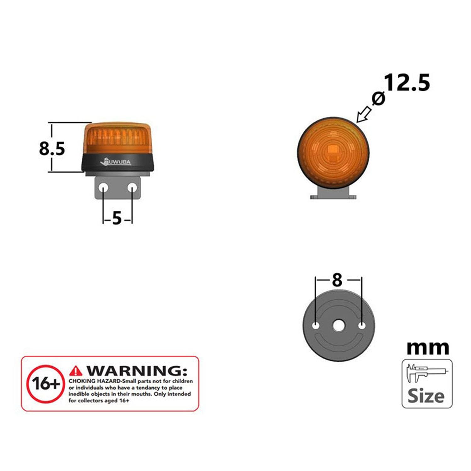 TOUCANHOBBY 360 rotierendes Licht 5V LED Warn Lampe für 1/14 DIY RC Traktor LKW Modell Bagger Dumper Baufahrzeug LKW,Kompatibel mit Tamiya