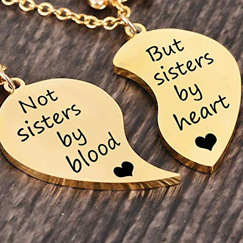 MJartoria BFF Necklace for 2-Split Valentine Heart Necklace Best Friends Not Sisters by Blood Daisy Pendant Friendship Necklace Set of 2 Gifts for Her2