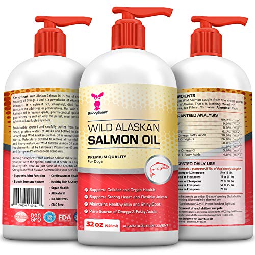 Wild Alaskan Salmon Oil for Dogs, Cats, Ferrets - 16 & 32oz Pure