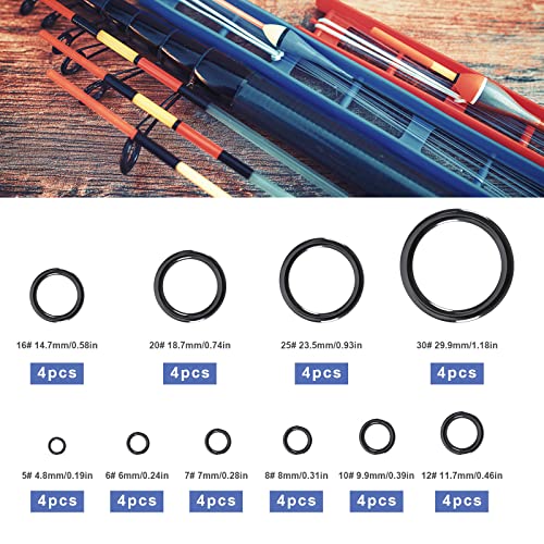 OTOTEC 40PCS Fishing Rod Ceramic Guides Ring Set 10 Sizes 4.8mm-29.9mm Outer Diameter Replacement Fishing Rod Eye Fishing Rod Repair Accessories Black - Image 3