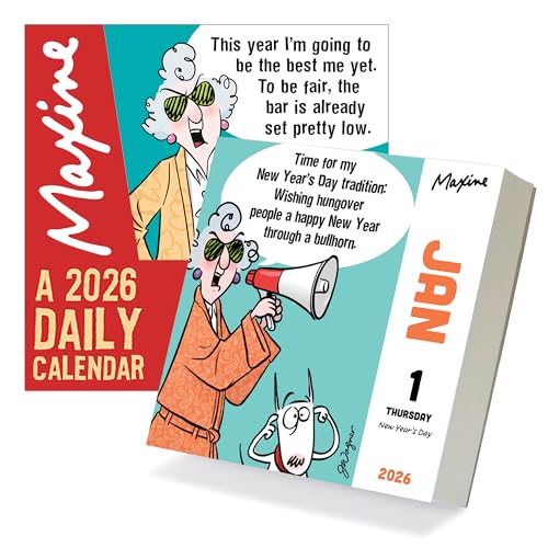 TF Publishing 2026 Maxine Daily Desktop Calendar - Small Daily Desk Calendar 2026 for Home or Office Organization Full-Color Tear-Off Pages & Stand-Up Display with Funny Quotes - 5.25 x 5.25 In