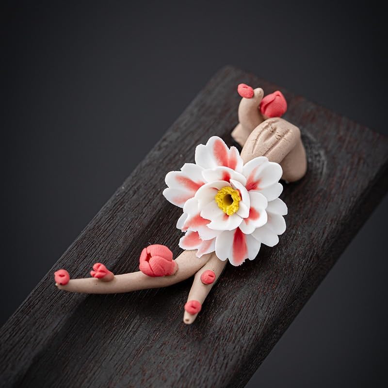 thalo Insence Holder Ceramic Lotus Incense Holder Indoor Simple Lying Incense Burner Incense Seat Tea Table Zen Decoration Incense Ornaments Incense Burner Holder(E)