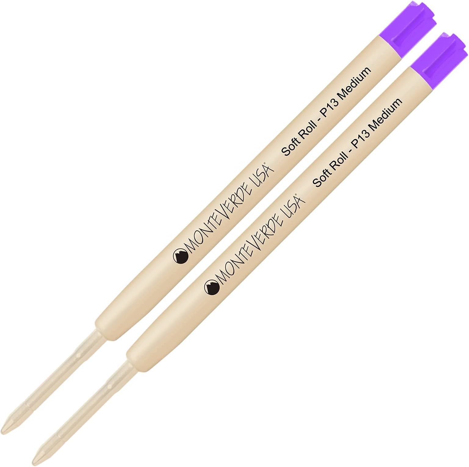 Lanier Combo Pack - 2 Pack - Monteverde® SoftRoll™ Ballpoint P13 Pen, Ink Refill, Compatible with Most Parker® Style Ballpoint Pens, Purple (Medium Tip 0.7mm)