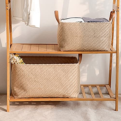 2 stks Geweven opslagmand Eco- vriendelijke Home Opbergdoos Opvouwbare Organizer Box Handgrepen Wasserij Mandkets… - Image 5