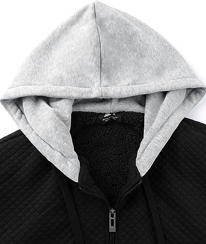 Image of GEEK LIGHTING Mens Fleece Lined Hoodies Zip Up Waffle Knit Thicken Hooded Sweatshirts Winter Jackets