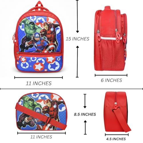 Image of Stylbase Waterproof School Bag with lunch bag combo for Boys and Girls Kids Bag with tiffin cover - Backpack Bag for Travelling for 5-7 Years 15 Inches