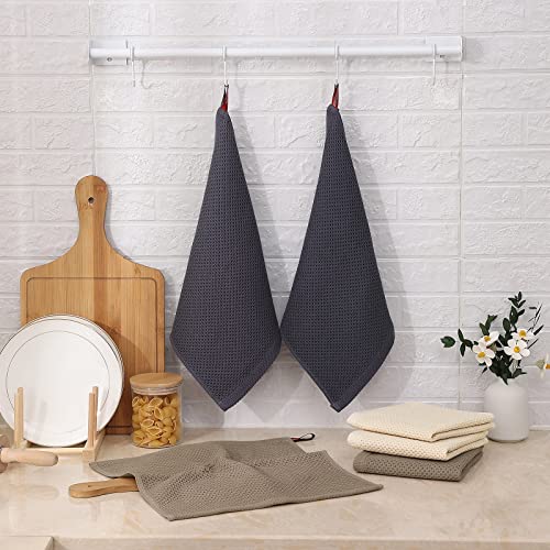 Kitinjoy 100% Cotton Kitchen Dish Cloths, 6-Pack Waffle Weave Dish Towels For Drying Dishes Super Soft Absorbent Quick Drying Kitchen Towels (Mixed Color, 12 In X 12 In) #TOP5
