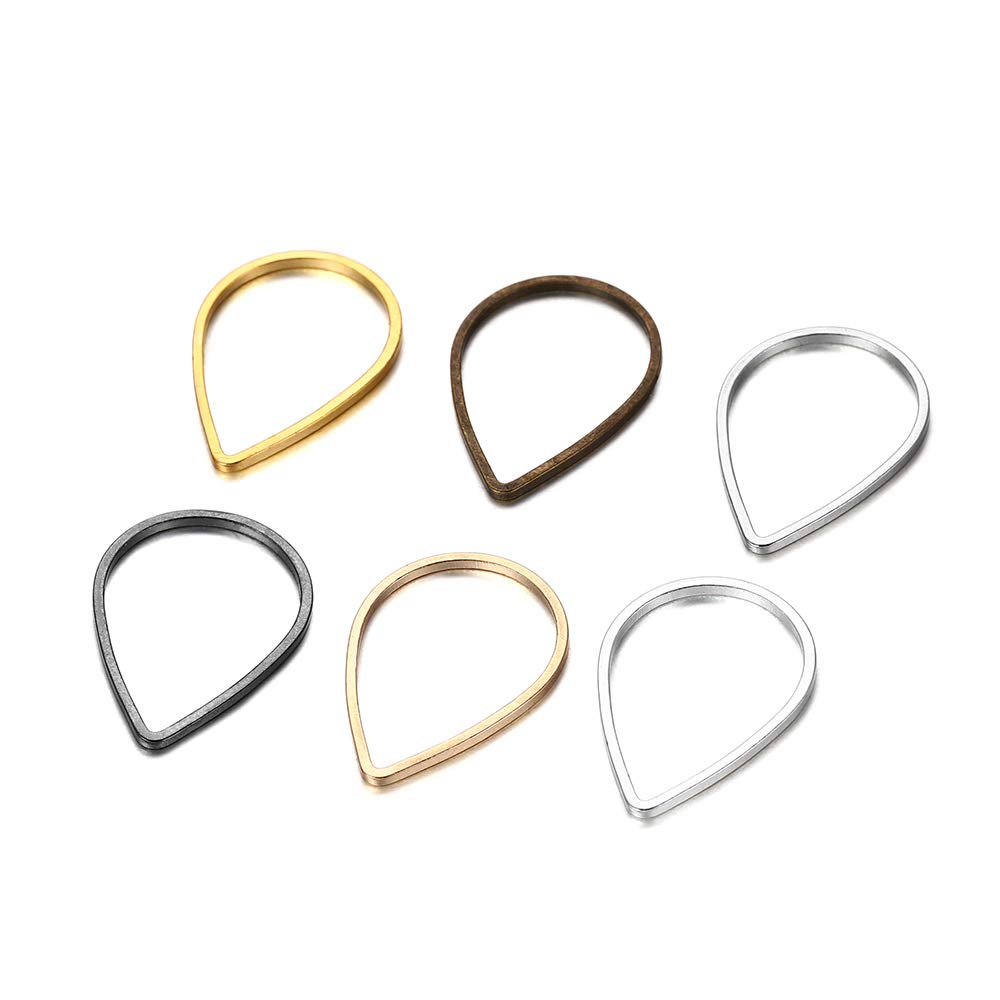 Anhänger 30 Teile/los Teardrop Waterdrop Mix Farbe Biegering DIY für Schmuckherstellung Finden Zubehör Zubehör Halskette (Gold 21x15mm x 30Pcs)