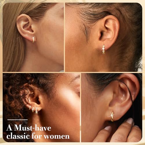 Gold Hoop Earrings for Women Trendy,14K Gold Plated Chunky Huggie Earrings Dangling,CZ U Shape Paperclip Earrings Jewelry Gifts for Women Hypoallergenic3