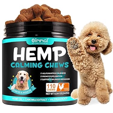 AMAZON - Hemp Calming Chews for Dogs, Dog Training & Behavior Aids, Dog Calming Treats, Natural Soothing Snacks Hemp + Valerian Root, Dog Anxiety Relief & Aggressive Behavior, 110PCS Calming Dog Treats