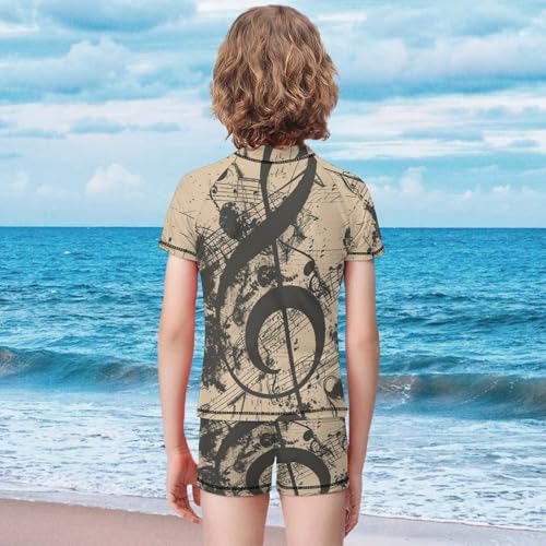 Music with Notes and ClefChildren's Casual Swimsuit Set - Simple and Versatile9-11Y（140cm）2