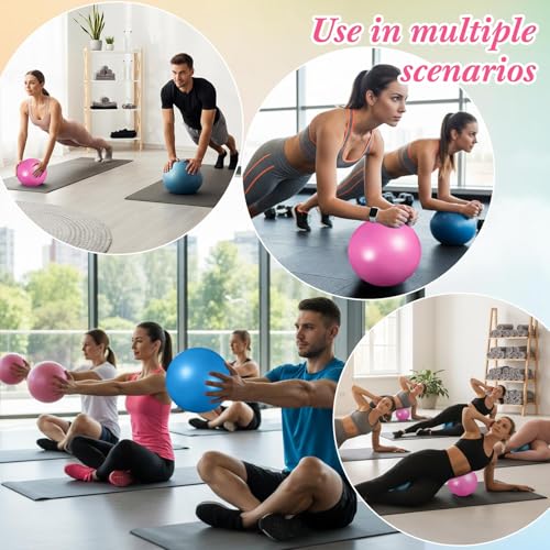 Image of Aoriher 10 Pack 9 Inch Small Pilates Ball Bulk Mini Exercise Ball Portable Non-Slip Workout Yoga Balls with Air Pump for Stability, Barre, Fitness, Balance, Physical &Core, Gym Home Office Use