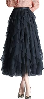 Women's Long Rainbow A Line Tulle Tutu Skirts Tiered Skirt Petticoat