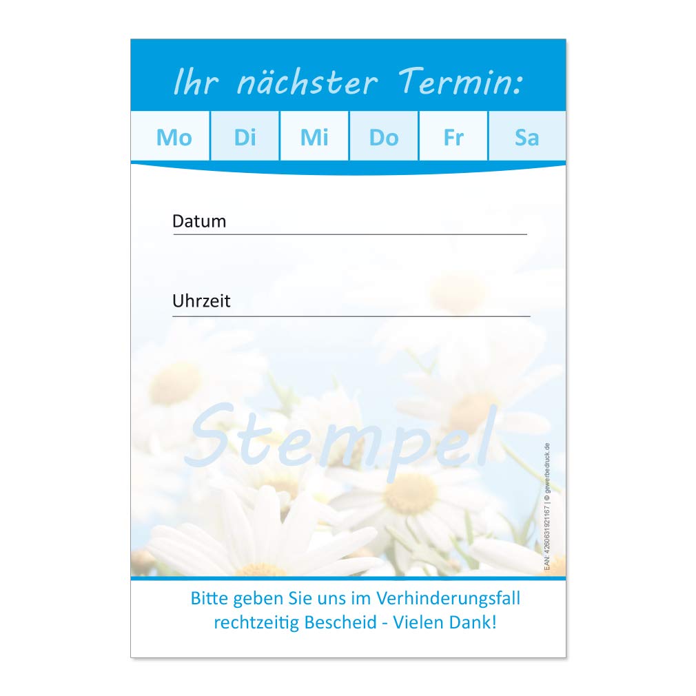 32 Terminblöcke-500 DIN A7 mit 50 Blatt, Blau, Neutrales Frühlingsmotiv für alle Bereiche geeignet