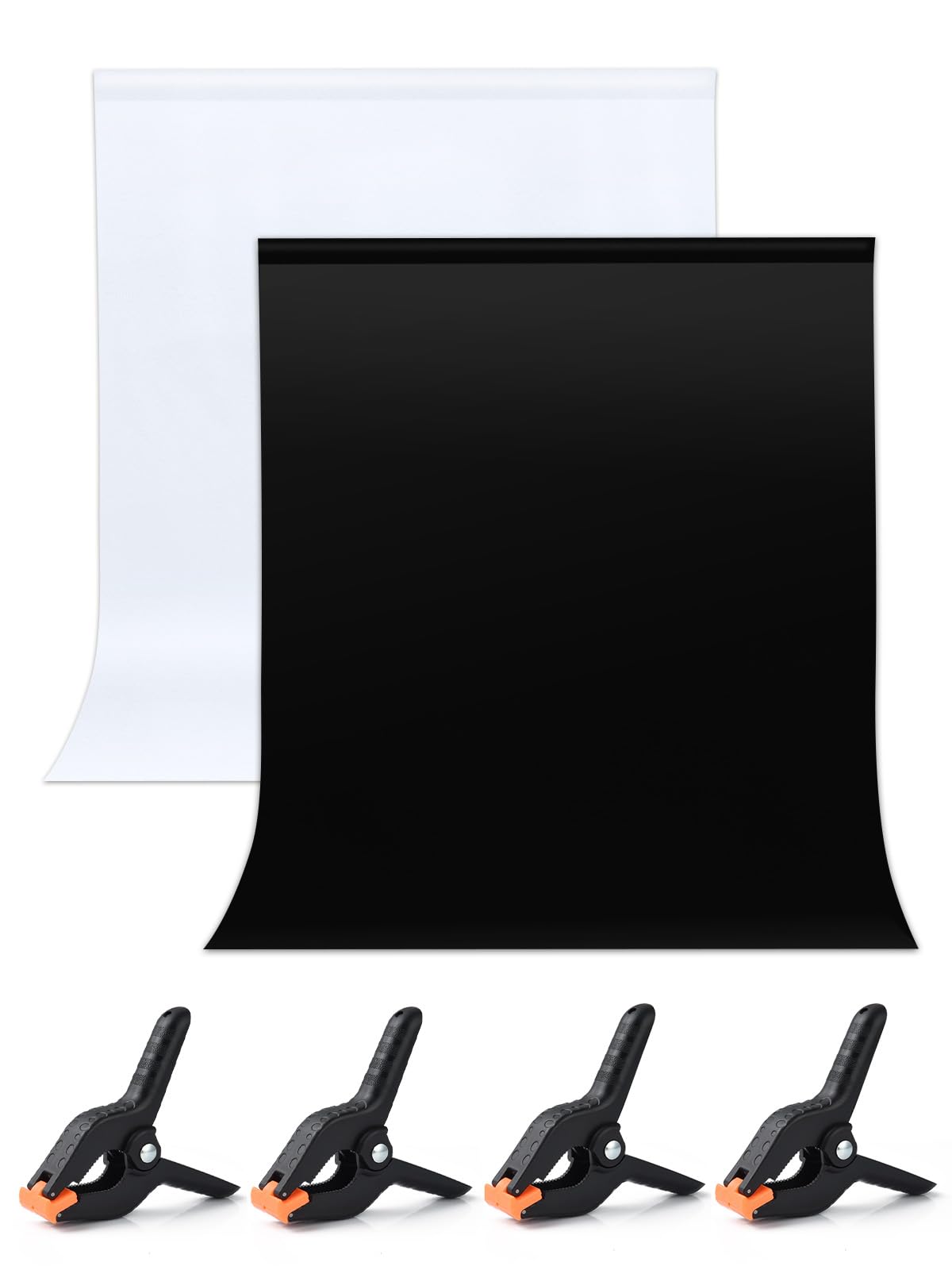 UTEBIT 3FTX5FT Black White Backdrop with 4 Spring Clamps, 2-in-1 Double Sided Background for Photography, Black & White Photo Backdrop Video Recording, Low Temperature Ironing to Remove Wrinkles