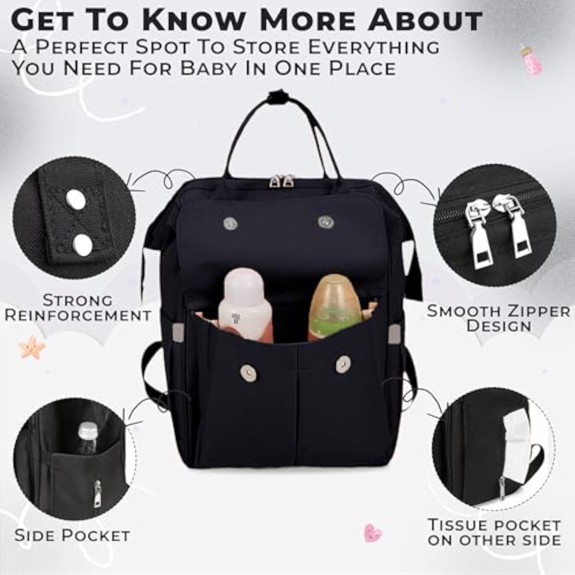 Stylish Diaper Bag for New Mothers, Grey