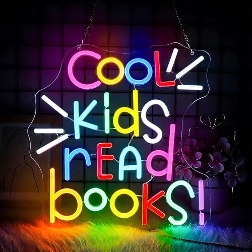 Image of Neon Sign, JGHTURIE Read Books Neon Signs for Wall Decor, Led Lights Signs for Classroom Office Library Bookshop Study Room Decor, USB Powered