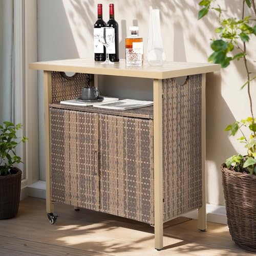 Villeston Wicker Storage Cabinet Cart