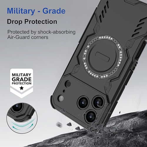 Image of amazon basics Back Case Cover for iPhone 17 Pro Max | Magnetic Case with Built-in Metal Ring | Supports Mag-Safe Charger, Wallet & Car Mount | Shockproof Hybrid PC + TPU | Black