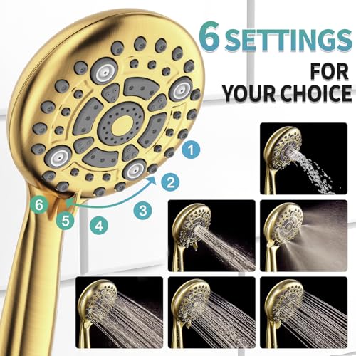 Image of SR SUN RISE Shower Faucet - 10 Inch Multifunctional High Pressure Shower Head System with Handheld Shower Head Fixtures - Valve Included - Brushed Gold
