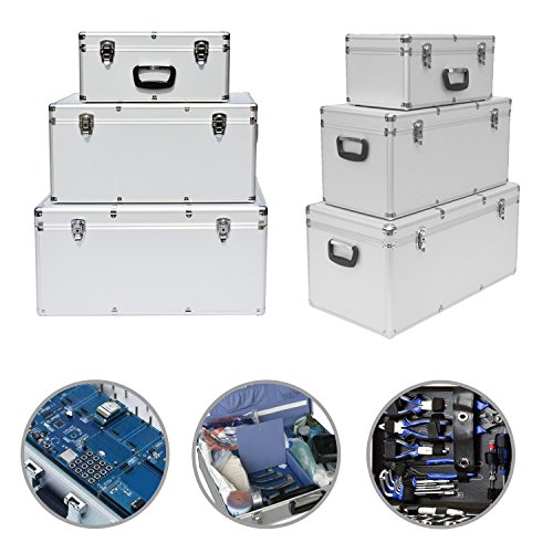 LARS360 3-in-1 Silber Alukoffer Aluminiumkiste Werkzeugkiste Alubox Werkzeugkoffer Transportbox Lagerbox 3 Größe (XXL) - 7