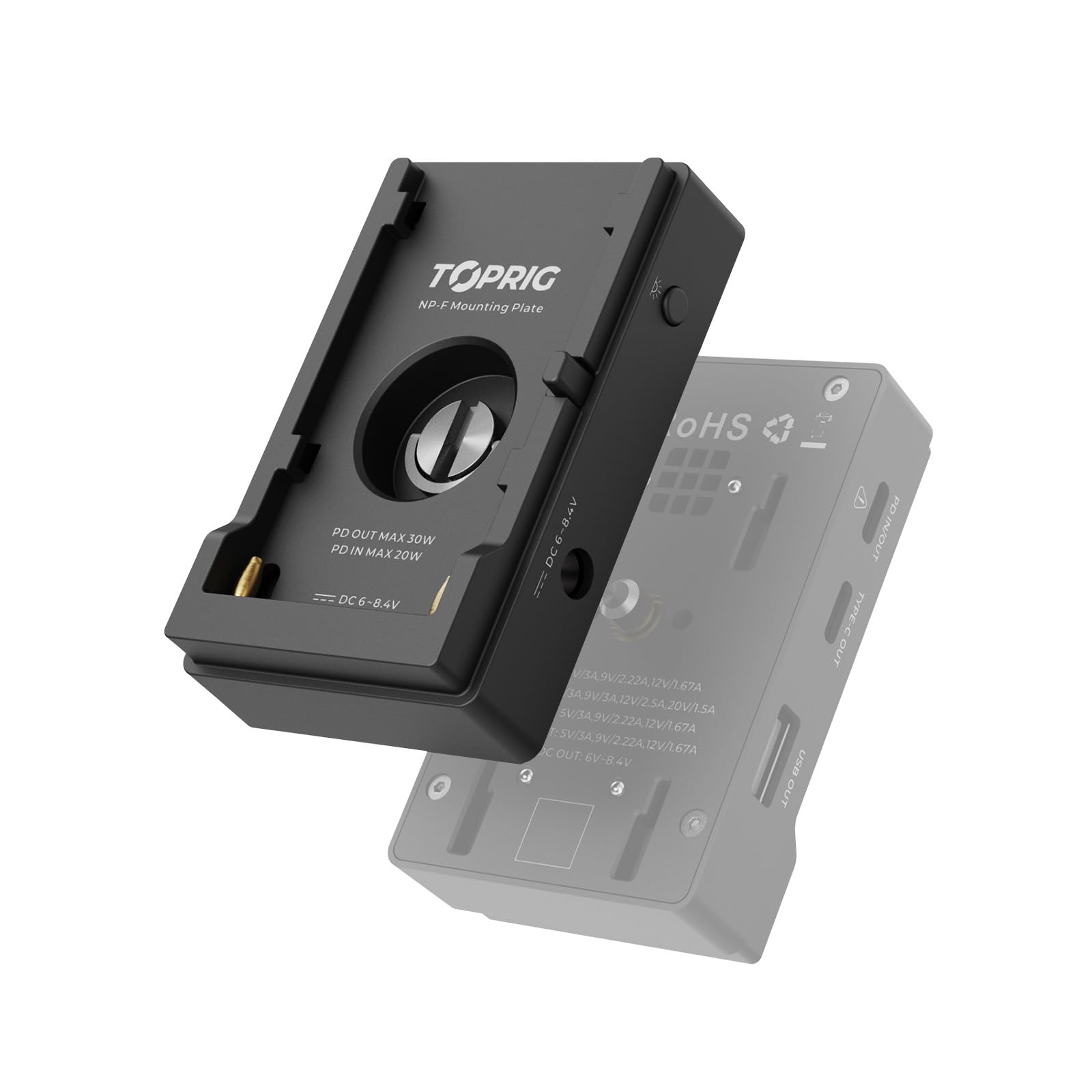 Accsoon Toprig NP-F Battery Adapter Plate for DSLR Camera, PD20W Fast Charging Adpter Mount with LED Indicator, 1/4'' Screw Mount, Compatible with