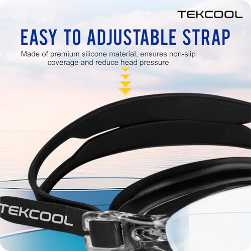 Image of TEKCOOL Swimming Goggles for Men & Women with Adjustable Strap Goggles for Swimming, Swimming Goggles for Women Air Tight Swim Goggles, Swimming Goggles for Adults - Black'