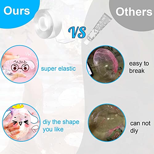 Image of UCRAVO Double Sided Tape Bubbles Kit, Magic Bubble Tape Toy Kit with Glitter and Balloon Inflator, Double Sided Super Elastic Bubble Plastic for Kids Girls Adult Party Favors Gifts Fidget Toy Craft