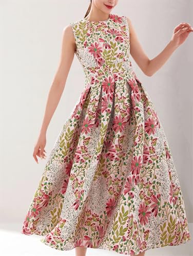 Women Summer Elegant Jacquard Long Maxi Floral Party Robe Vintage Evening Dress4