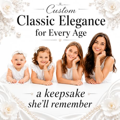 Image of Personalized White Pearl Girls Bracelets Keepsake Jewelry Gift Baby Adults