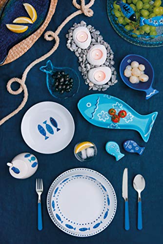 Excelsa Ocean Table Runner, Cotton, White and Blue, 45x140, White, Blue - Image 3