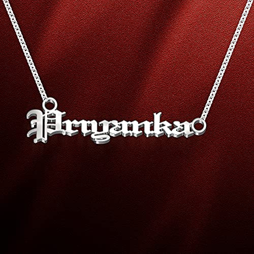Image of Priyanka Cursive Gold & Silver Name Pendant Necklace, Best Jewelry Gift for Girls.