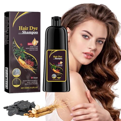 Hair Dye Shampoo 3 en 1 Cubre Canas, 100ML Marrón Hair Dye Shampoo 3 en 1, 100ml Champu para Canas Pelo Marrón, Champú para Cabello Brown Instantáneo Champu Colorante Tinte para Hombre y Mujer