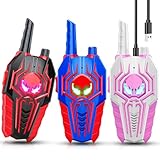 Spider Walkie Talkies for Kids Rechargeable: 3 Pack Kids Walkie Talkies Toys Gifts for 3 4 5 6 7 8 Year Old Girls Boys Family Camping Christmas Outdoor Toys for Kids 2 Way Radio Boy Girl Gift Age 3-8