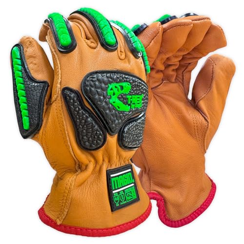 MAGID T-REX Impact Glove, 11/2XL, 48 Pairs, Oil Blocking Cow Grain Driver Style, TRX814OB