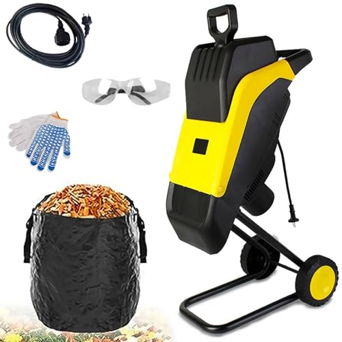 Electric Garden Shredder, 2500W Leaf Mulcher and Branch Compost Shredder with 50L Collection Bag, Max Diameter 35mm, 4500 RPM Wood Chipper for Yard Cleanup